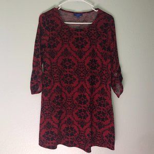🌞 Apt. 9 Tunic Dress Red Black Women Size PL Petite Large Christmas Holiday